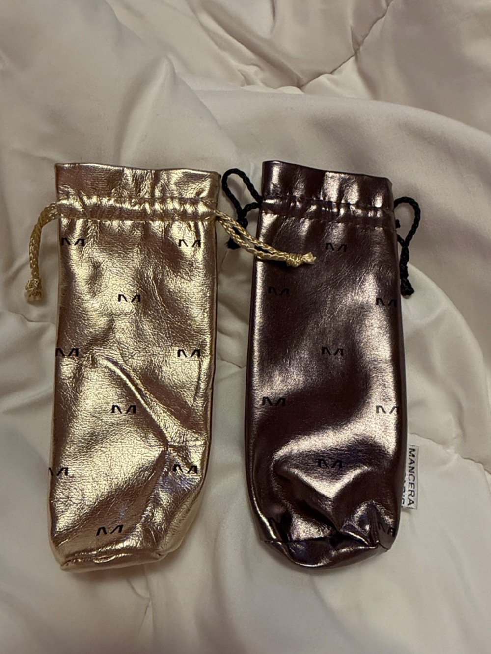 Mancera Metallic Drawstring Jewelry Pouch - Gold & Bronze